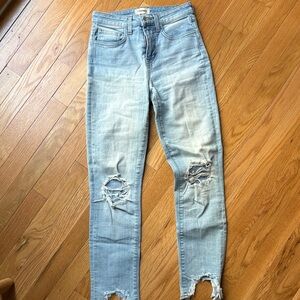 L'AGENCE Light Blue Ripped Skinny Jeans